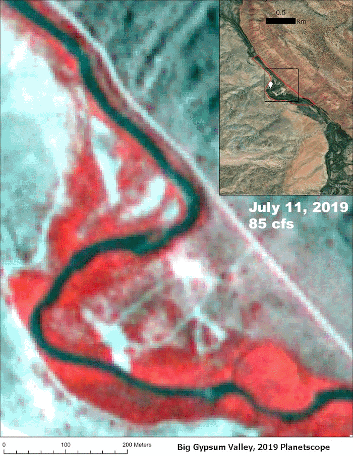 Infrared imagery of the Dolores River at the slick rock study site.