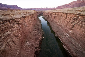 A view of the Colorado River from the Navajo Bridge in Marble Canyon, Arizona
