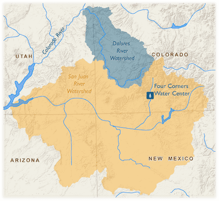Map of the rivers and watersheds in the four corners region.