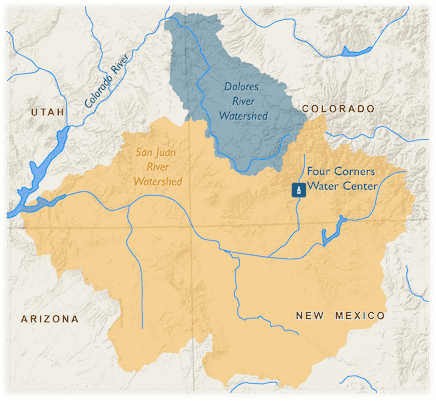 Map of the rivers and watersheds in the four corners region. Map of the rivers and watersheds in the four corners region.